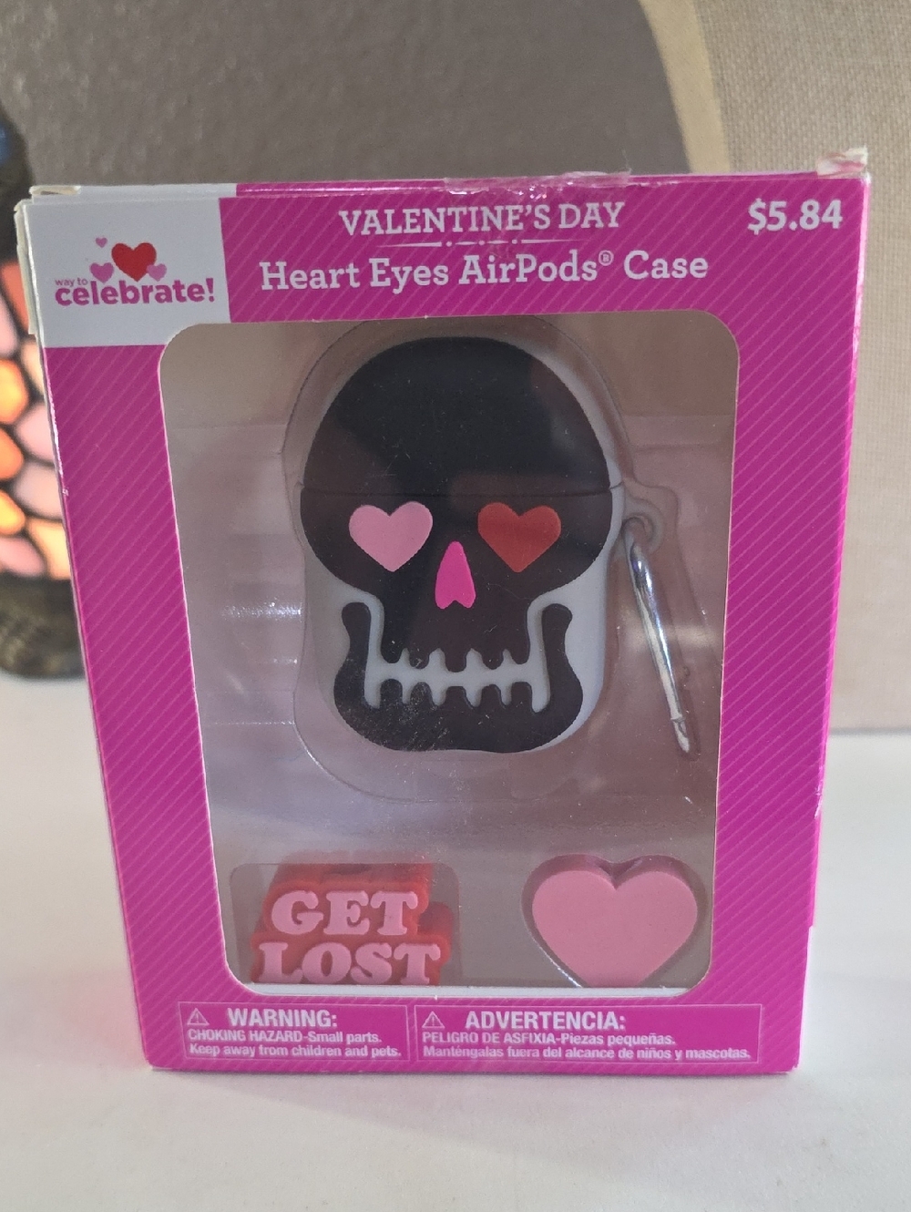 Heart Eyes Skull AirPods Case - Pink & Black